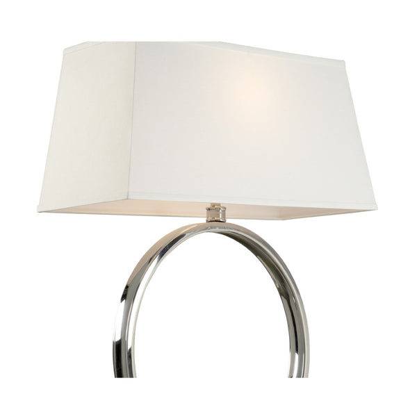 Wildwood Natalie Polished Nickel Open Ring Table Lamp With Tapered Linen Shade, 36" Transitional Sculpture 61180
