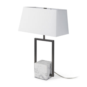 HomeRoots 26 Inch Gray Bedside Table Lamp with Fabric Shade for Modern Bedroom Nightstand Decor 611801