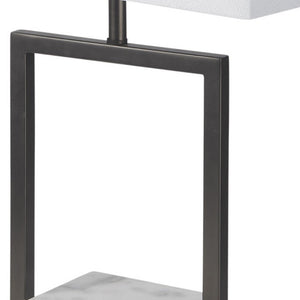 26 Inch Gray Bedside Table Lamp with Fabric Shade for Modern Bedroom Nightstand Decor