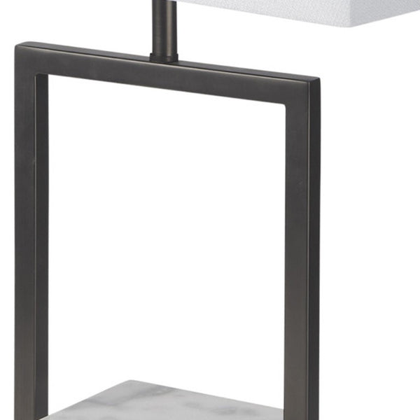 26 Inch Gray Bedside Table Lamp with Fabric Shade for Modern Bedroom Nightstand Decor