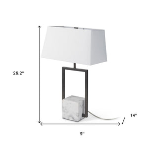 26 Inch Gray Bedside Table Lamp with Fabric Shade for Modern Bedroom Nightstand Decor