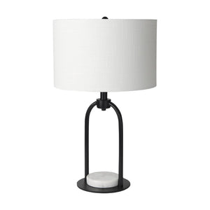 HomeRoots 22 Inch Black Table Lamp with Drum Shade for Bedroom Nightstand Modern Decor 611802