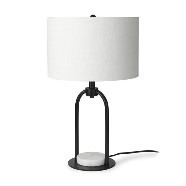 22 Inch Black Table Lamp with Drum Shade for Bedroom Nightstand Modern Decor