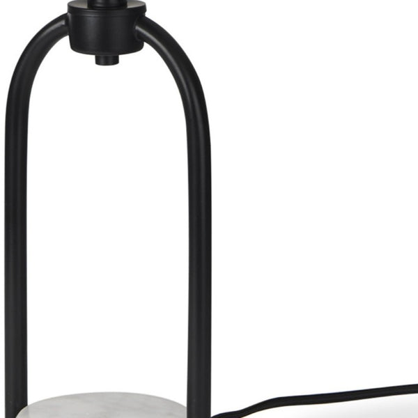 22 Inch Black Table Lamp with Drum Shade for Bedroom Nightstand Modern Decor