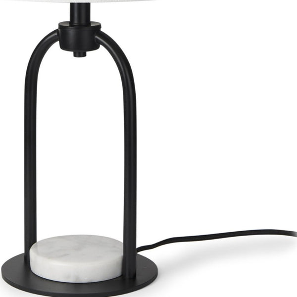 22 Inch Black Table Lamp with Drum Shade for Bedroom Nightstand Modern Decor