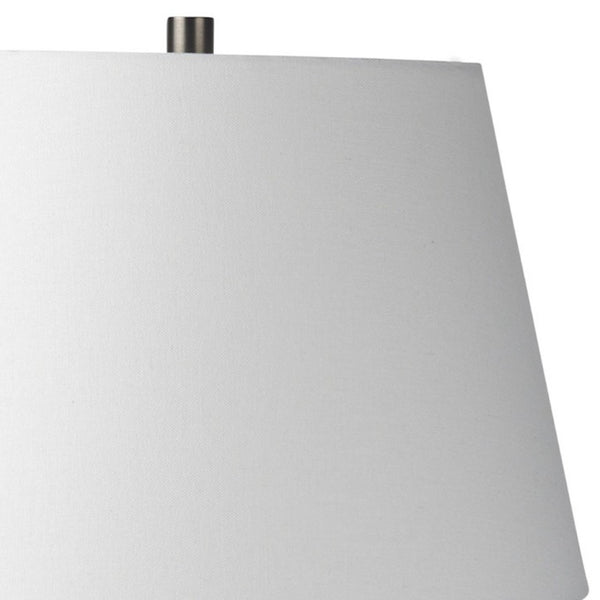 27 Inch Gray Table Lamp with Classic Empire Shade for Bedroom Nightstand Decor
