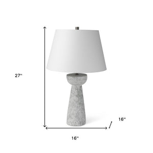 27 Inch Gray Table Lamp with Classic Empire Shade for Bedroom Nightstand Decor
