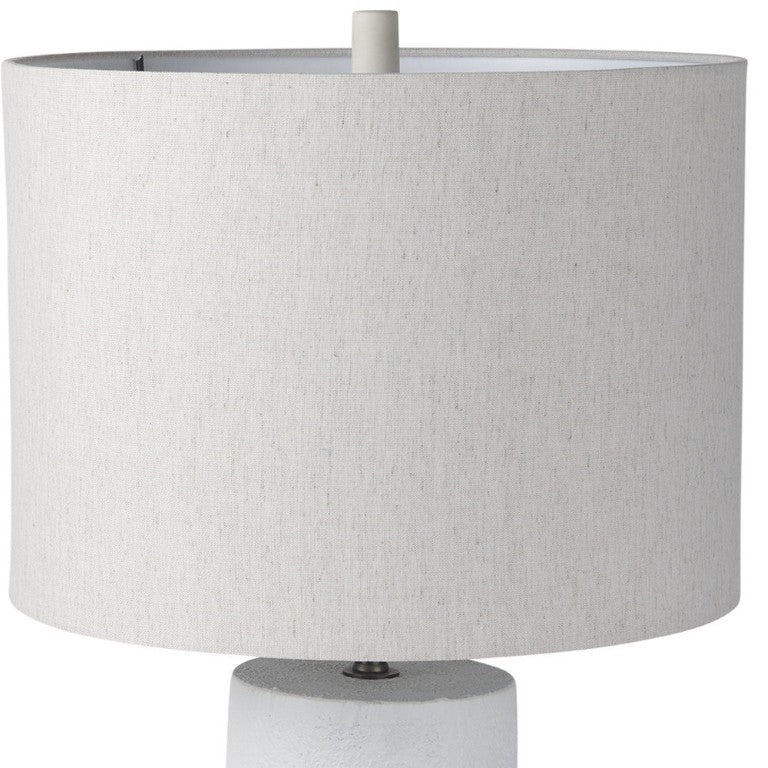 HomeRoots 28 Inch White Drum Shade Table Lamp for Bedroom Nightstand Modern Ambient Lighting 611806
