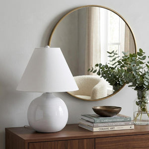 11 Inch Round Table Lamp with Empire Shade for Bedroom Nightstand Warm Ambient Glow