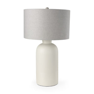 HomeRoots 33 Inch Cream Drum Shade Table Lamp Elegant Bedside Lighting for Modern Bedroom Decor 611811
