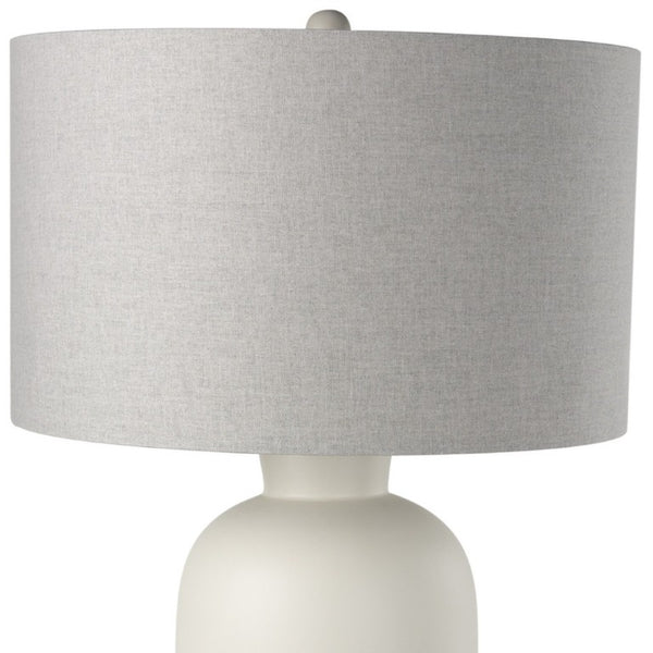33 Inch Cream Drum Shade Table Lamp Elegant Bedside Lighting for Modern Bedroom Decor