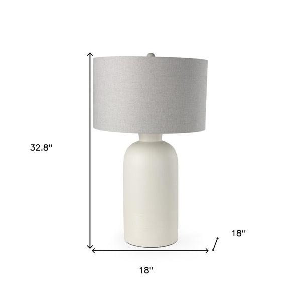 33 Inch Cream Drum Shade Table Lamp Elegant Bedside Lighting for Modern Bedroom Decor