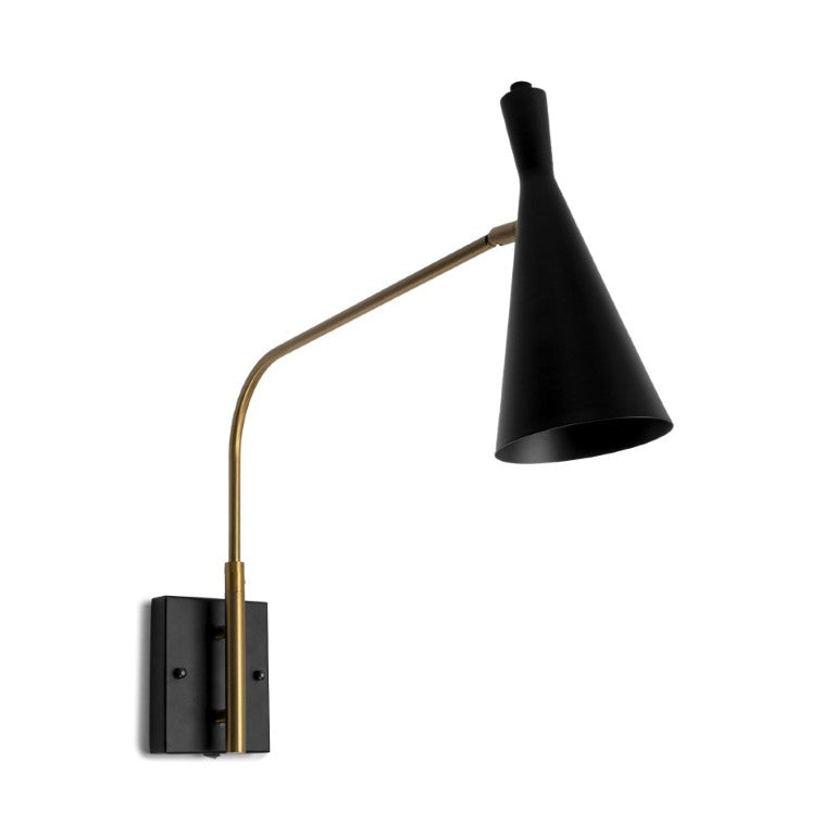 HomeRoots 5 Inch Antiqued Gold Black Metal Swing Arm Sconce for Bedroom or Living Room 611836
