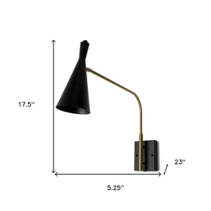 5 Inch Antiqued Gold Black Metal Swing Arm Sconce for Bedroom or Living Room
