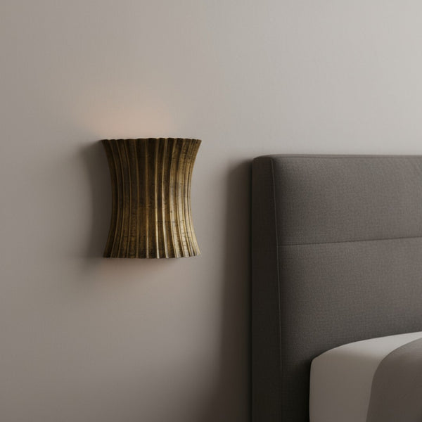 HomeRoots 11" Gold Metal Corner Wall Light – Modern Elegance for Space-Saving Illumination in Any Room 611846