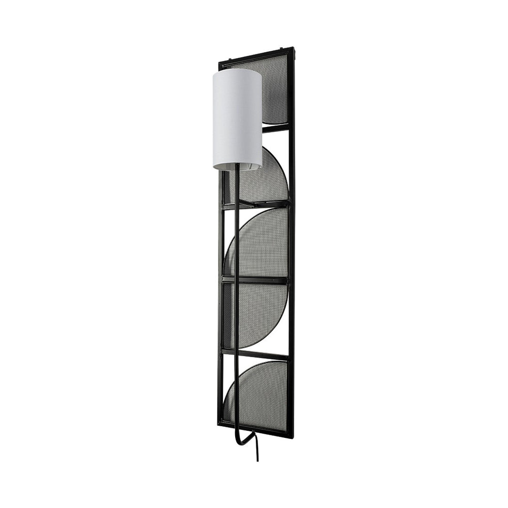 HomeRoots 47" Black Metal Fabric Corner Wall Light - Contemporary Space-Saving Design for Modern Homes 611849