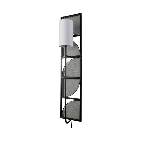 HomeRoots 47" Black Metal Fabric Corner Wall Light - Contemporary Space-Saving Design for Modern Homes 611849