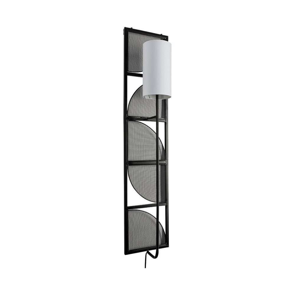 HomeRoots 47" Black Metal Fabric Corner Wall Light - Contemporary Space-Saving Design for Modern Homes 611849
