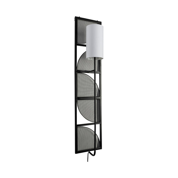 HomeRoots 47" Black Metal Fabric Corner Wall Light - Contemporary Space-Saving Design for Modern Homes 611849
