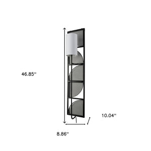 HomeRoots 47" Black Metal Fabric Corner Wall Light - Contemporary Space-Saving Design for Modern Homes 611849