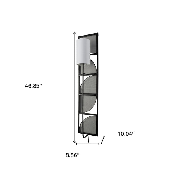 HomeRoots 47" Black Metal Fabric Corner Wall Light - Contemporary Space-Saving Design for Modern Homes 611849