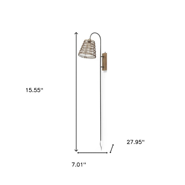 HomeRoots 16" Brown Metal Corner Wall Light – Modern Design for Cozy Spaces, Ideal Ambient Illumination! 611850