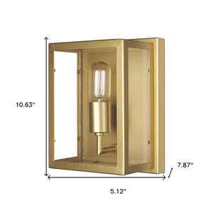 HomeRoots 11" Gold Metal Corner Wall Light - Elegant Space-Saving Fixture for Modern Ambiance & Stylish Illumination 611855