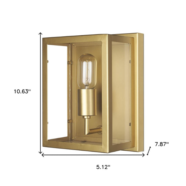 HomeRoots 11" Gold Metal Corner Wall Light - Elegant Space-Saving Fixture for Modern Ambiance & Stylish Illumination 611855