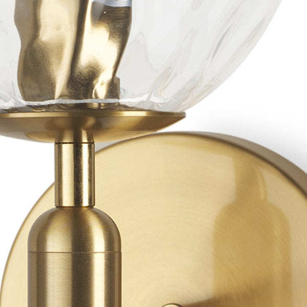 HomeRoots 13" Gold Metal and Glass Corner Wall Light - Elegant Modern Design for Stylish Ambient Illumination 611858