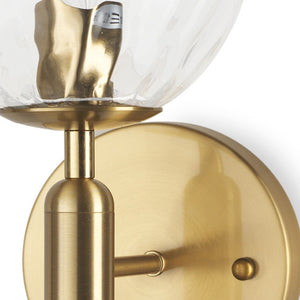 HomeRoots 13" Gold Metal and Glass Corner Wall Light - Elegant Modern Design for Stylish Ambient Illumination 611858