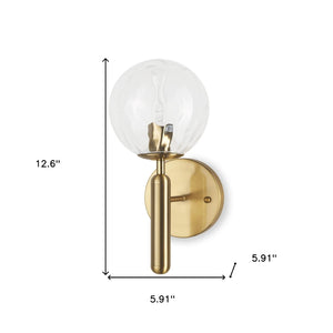 HomeRoots 13" Gold Metal and Glass Corner Wall Light - Elegant Modern Design for Stylish Ambient Illumination 611858