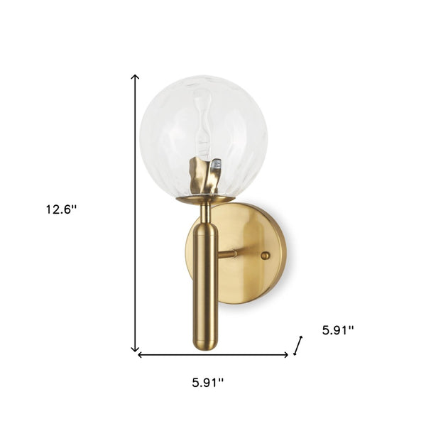 HomeRoots 13" Gold Metal and Glass Corner Wall Light - Elegant Modern Design for Stylish Ambient Illumination 611858