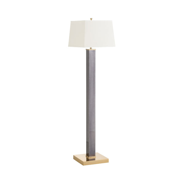 Wildwood Square Shooter Floor Lamp — 62.5" Modern Architectural Lighting In Polished Brass & Black Nickel With Off-White Shade 61186