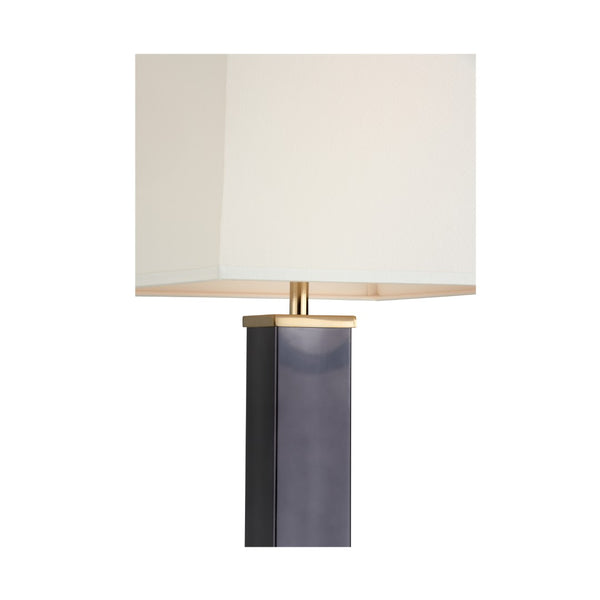 Wildwood Square Shooter Floor Lamp — 62.5" Modern Architectural Lighting In Polished Brass & Black Nickel With Off-White Shade 61186