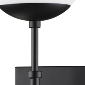 HomeRoots 6" Black Metal and Glass Corner Wall Light - Stylish, Hardwired Fixture for Modern Spaces & Elegant Illumination 611860