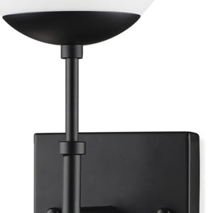 HomeRoots 6" Black Metal and Glass Corner Wall Light - Stylish, Hardwired Fixture for Modern Spaces & Elegant Illumination 611860