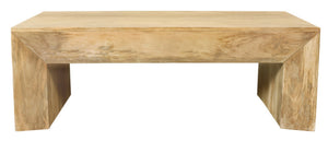 HomeRoots 52" Natural Solid Wood Distressed Sled Coffee Table - Vintage Charm for Living Rooms & Offices 611861