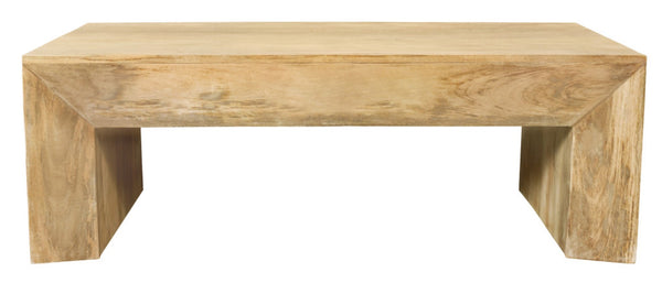 HomeRoots 52" Natural Solid Wood Distressed Sled Coffee Table - Vintage Charm for Living Rooms & Offices 611861