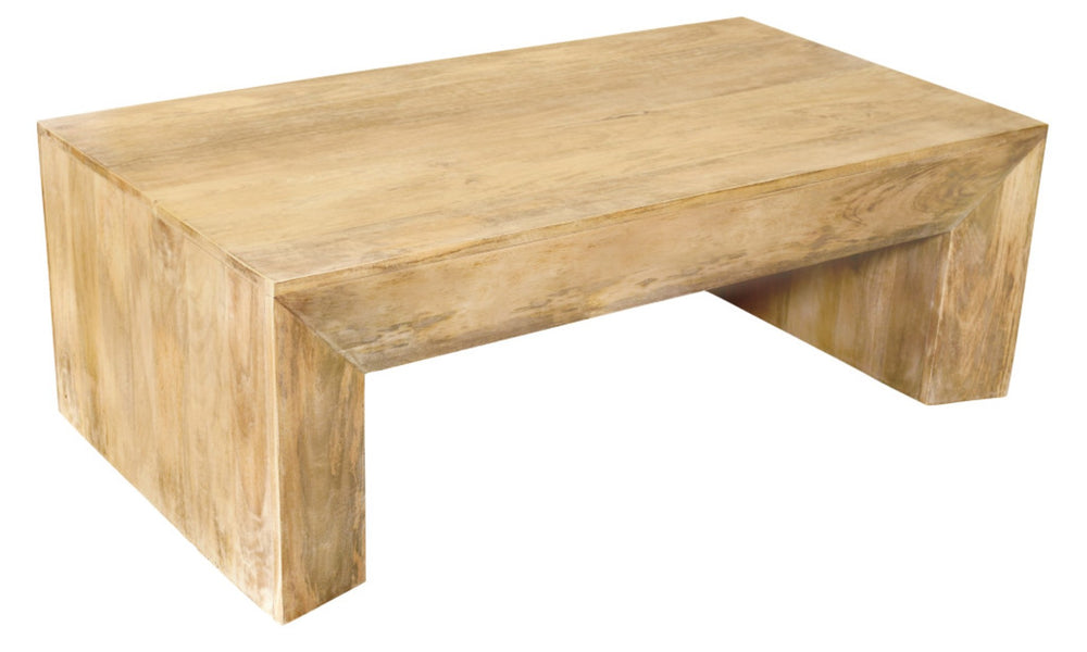HomeRoots 52" Natural Solid Wood Distressed Sled Coffee Table - Vintage Charm for Living Rooms & Offices 611861