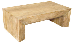 HomeRoots 52" Natural Solid Wood Distressed Sled Coffee Table - Vintage Charm for Living Rooms & Offices 611861