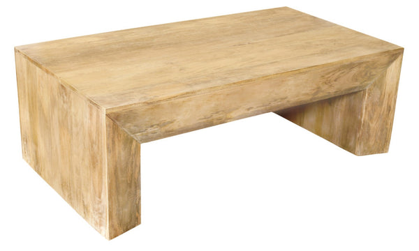 HomeRoots 52" Natural Solid Wood Distressed Sled Coffee Table - Vintage Charm for Living Rooms & Offices 611861