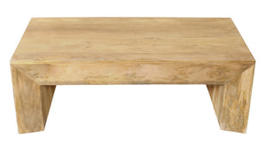 HomeRoots 52" Natural Solid Wood Distressed Sled Coffee Table - Vintage Charm for Living Rooms & Offices 611861