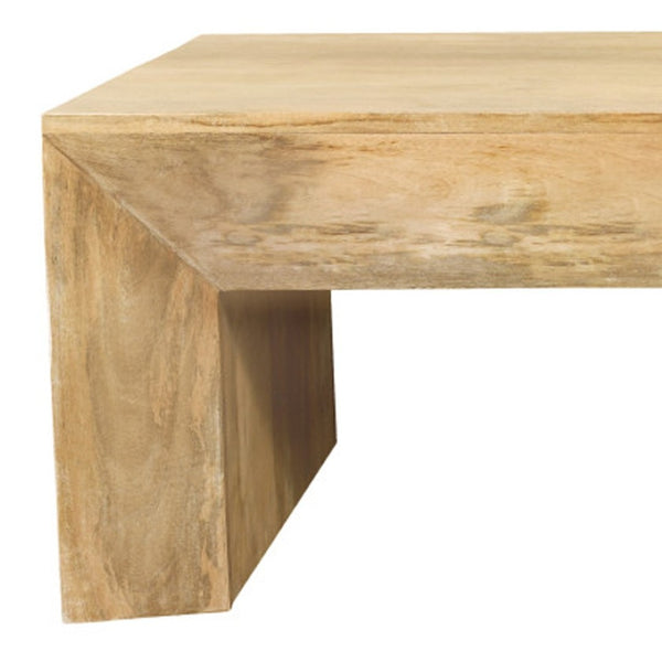 HomeRoots 52" Natural Solid Wood Distressed Sled Coffee Table - Vintage Charm for Living Rooms & Offices 611861