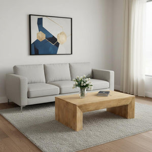 HomeRoots 52" Natural Solid Wood Distressed Sled Coffee Table - Vintage Charm for Living Rooms & Offices 611861