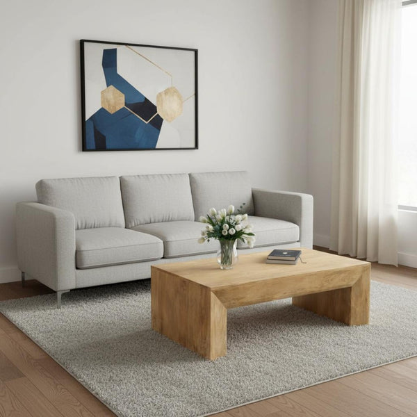 HomeRoots 52" Natural Solid Wood Distressed Sled Coffee Table - Vintage Charm for Living Rooms & Offices 611861