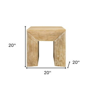 HomeRoots 20" Natural Distressed Solid Wood Sled End Table - Rustic Charm, Compact Design for Versatile Spaces 611862