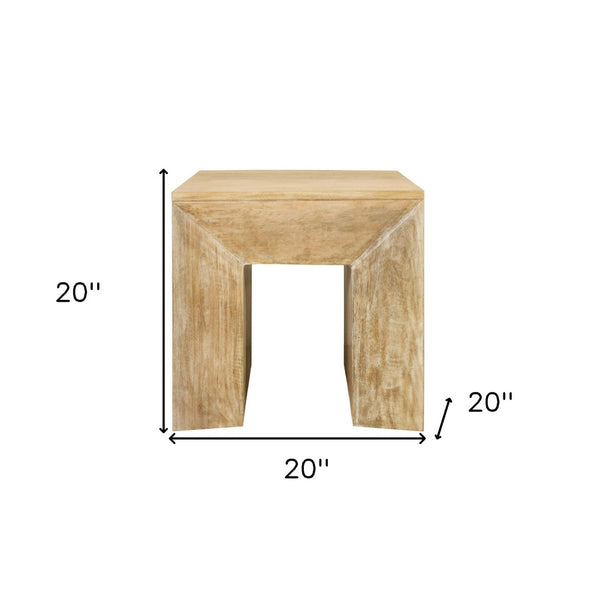 HomeRoots 20" Natural Distressed Solid Wood Sled End Table - Rustic Charm, Compact Design for Versatile Spaces 611862