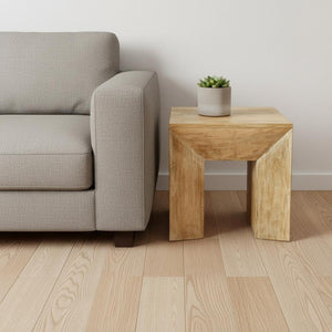 HomeRoots 20" Natural Distressed Solid Wood Sled End Table - Rustic Charm, Compact Design for Versatile Spaces 611862