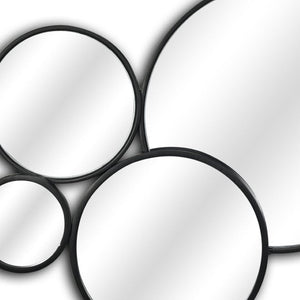 HomeRoots Set of Eight Modern Cojoined Round Black Metal Accent Mirrors for Stylish Home Decor Elevation 611866