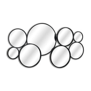 HomeRoots Set of Eight Modern Cojoined Round Black Metal Accent Mirrors for Stylish Home Decor Elevation 611866